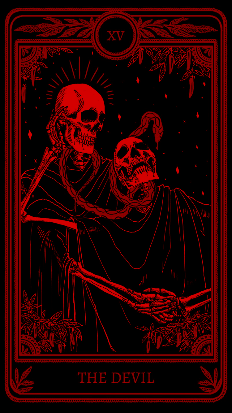 A tarot card with two skeletons on it - Gothic