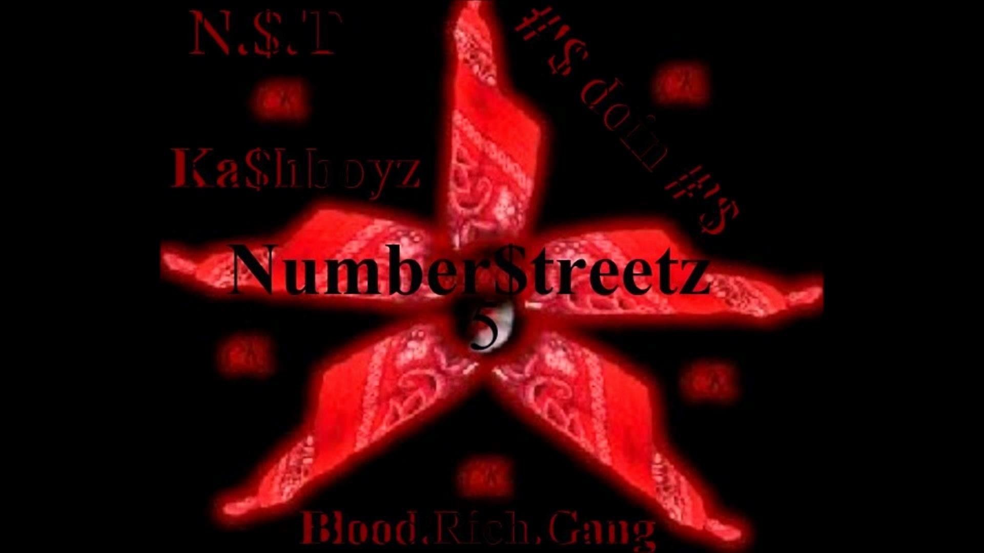 The number 5 is the center of the image and is surrounded by a red star. The star is made up of red bandanas. The words 