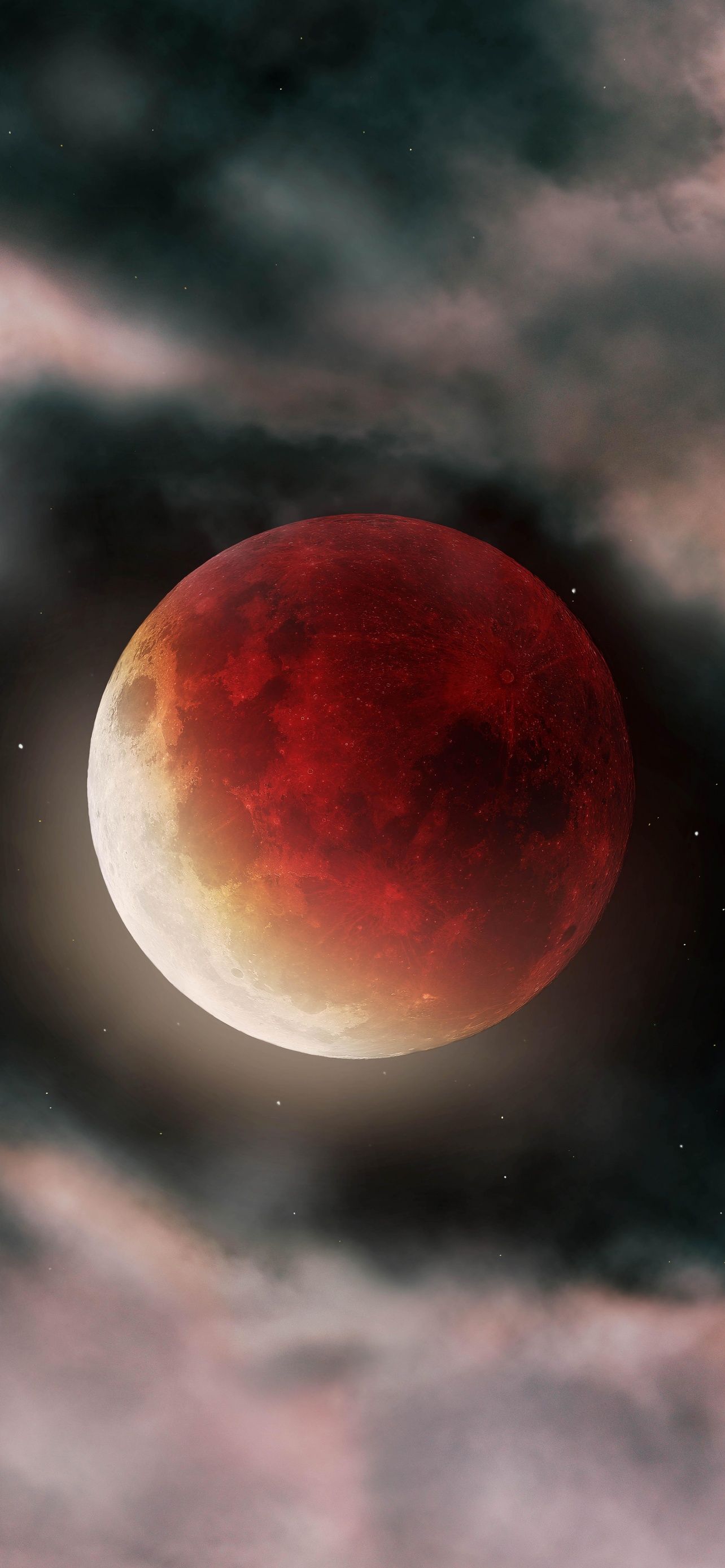 A red moon is shown in the sky - Blood