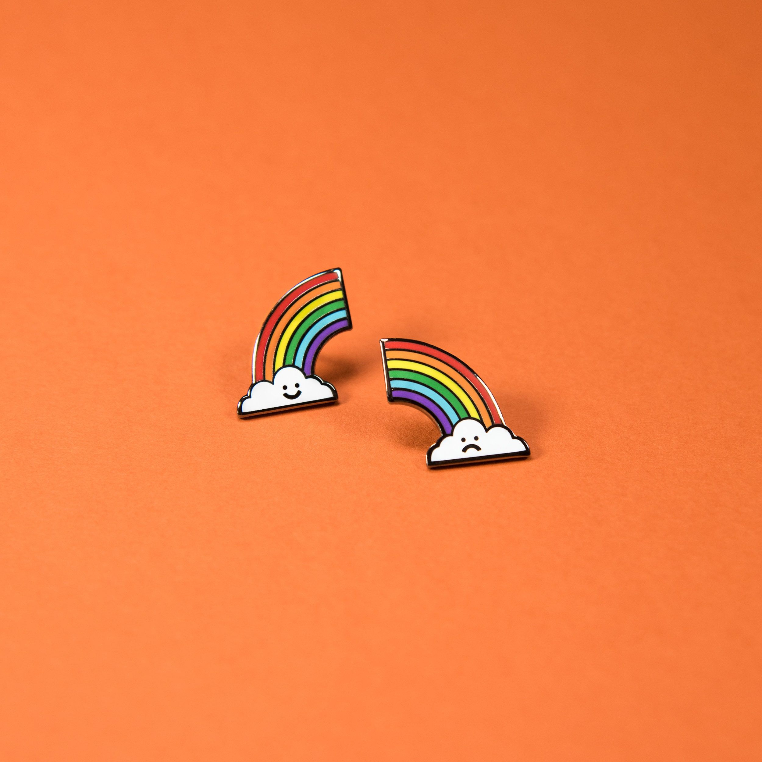 Happy Sad Rainbow Cloud Pins Subtle Gay Pride Enamel Lapel