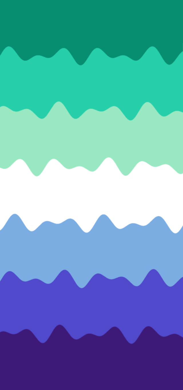 A series of five waves in different shades of blue and green. - Gay, LGBT