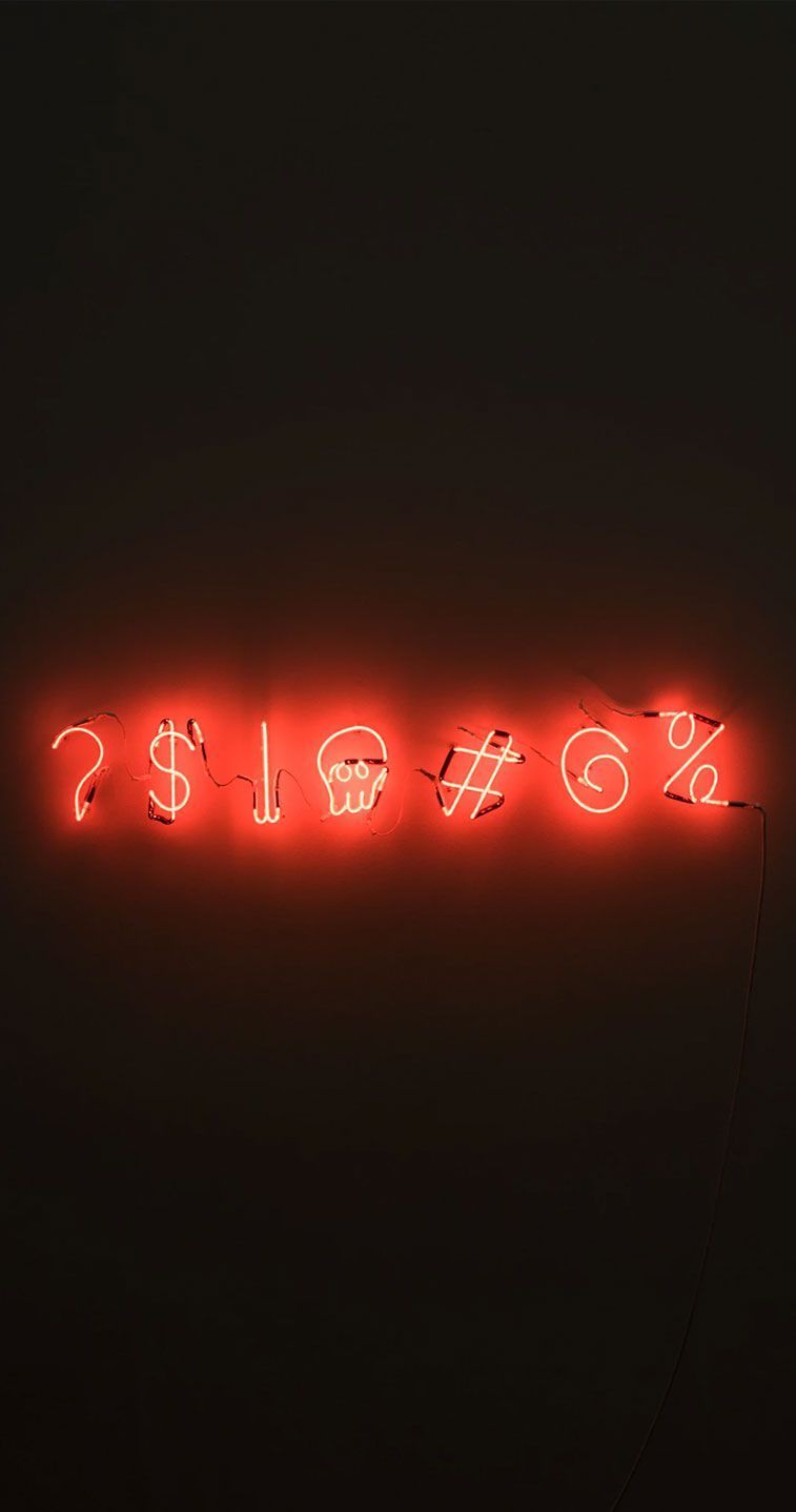Red neon sign with numbers and symbols - Neon orange