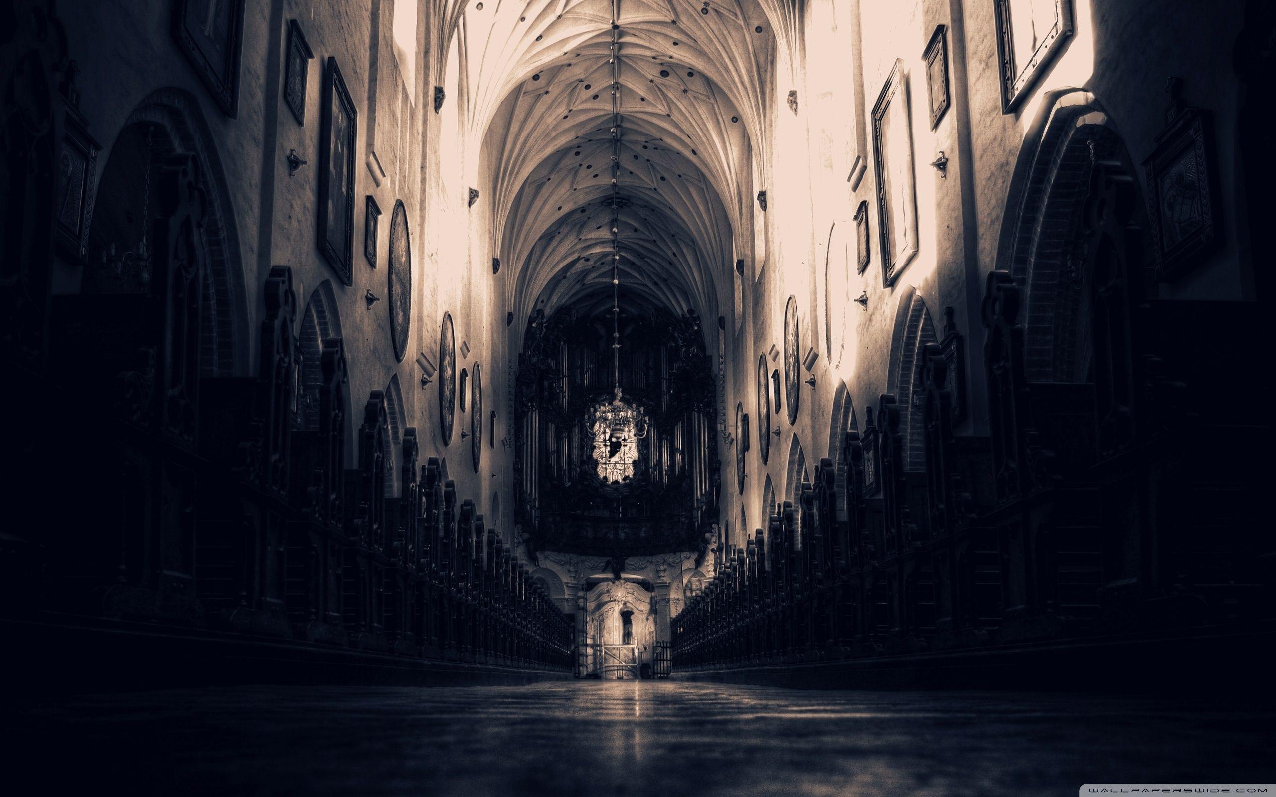 Dark gothic cathedral in the night wallpaper 2560x1440 - Gothic