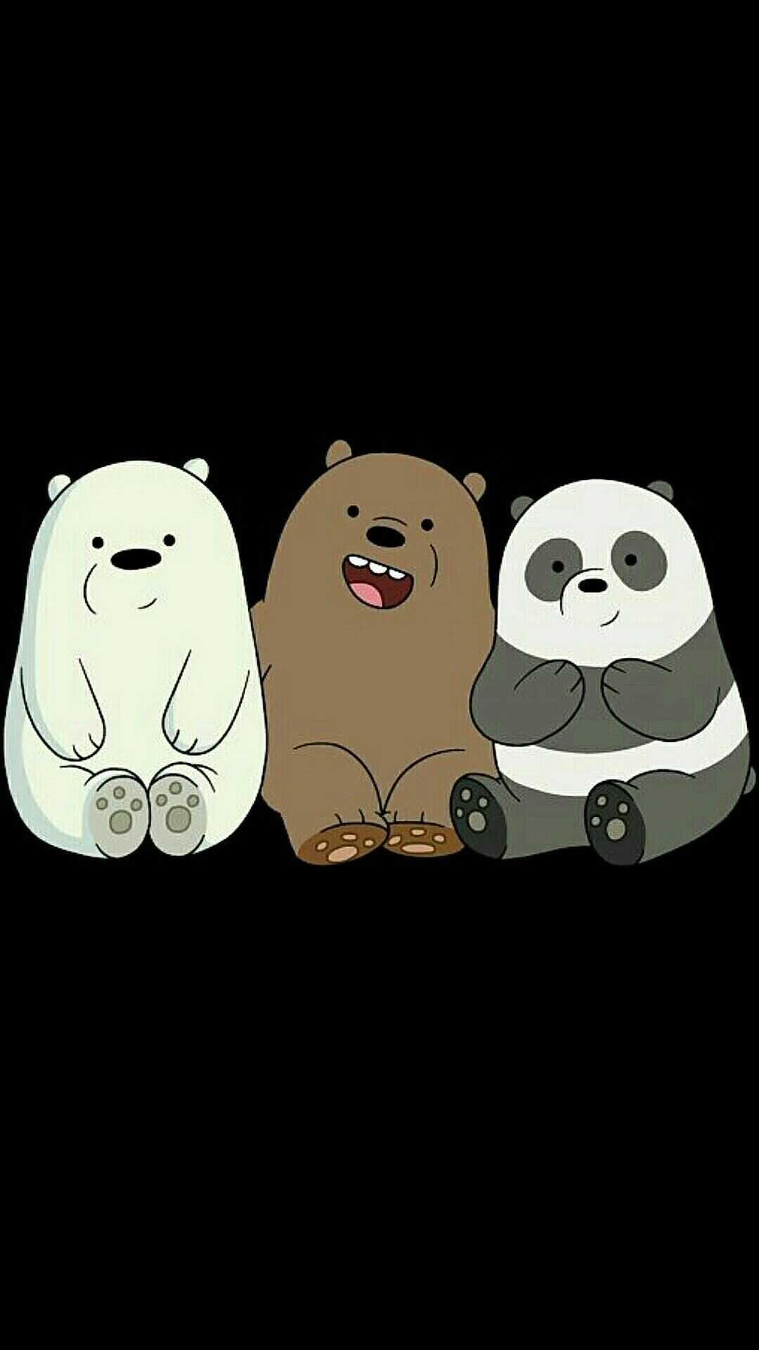 Three cute bears and a panda sitting together - We Bare Bears