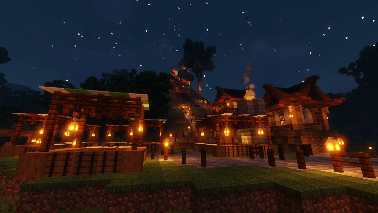 A minecraft house with fire and light - Minecraft