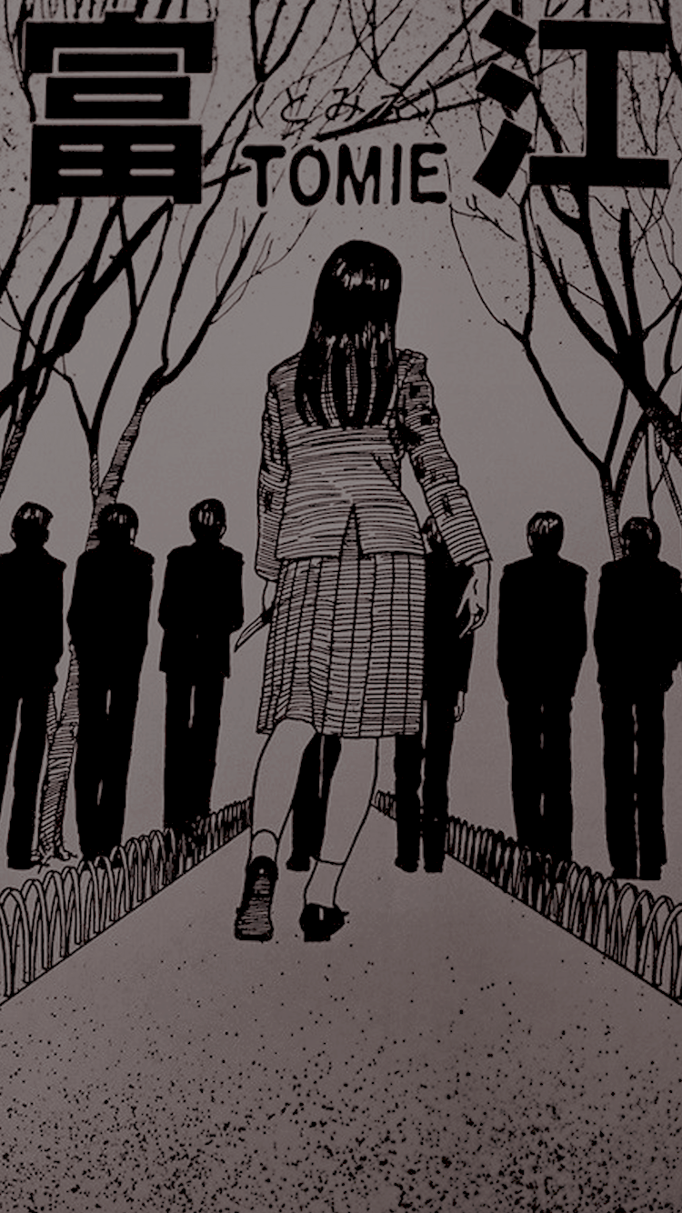 A black and white drawing of people walking - Gothic