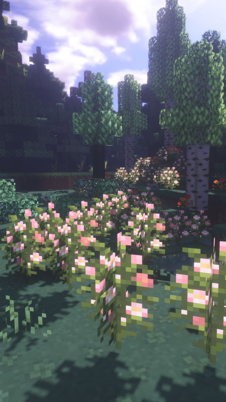 A picture of some flowers in the grass - Minecraft