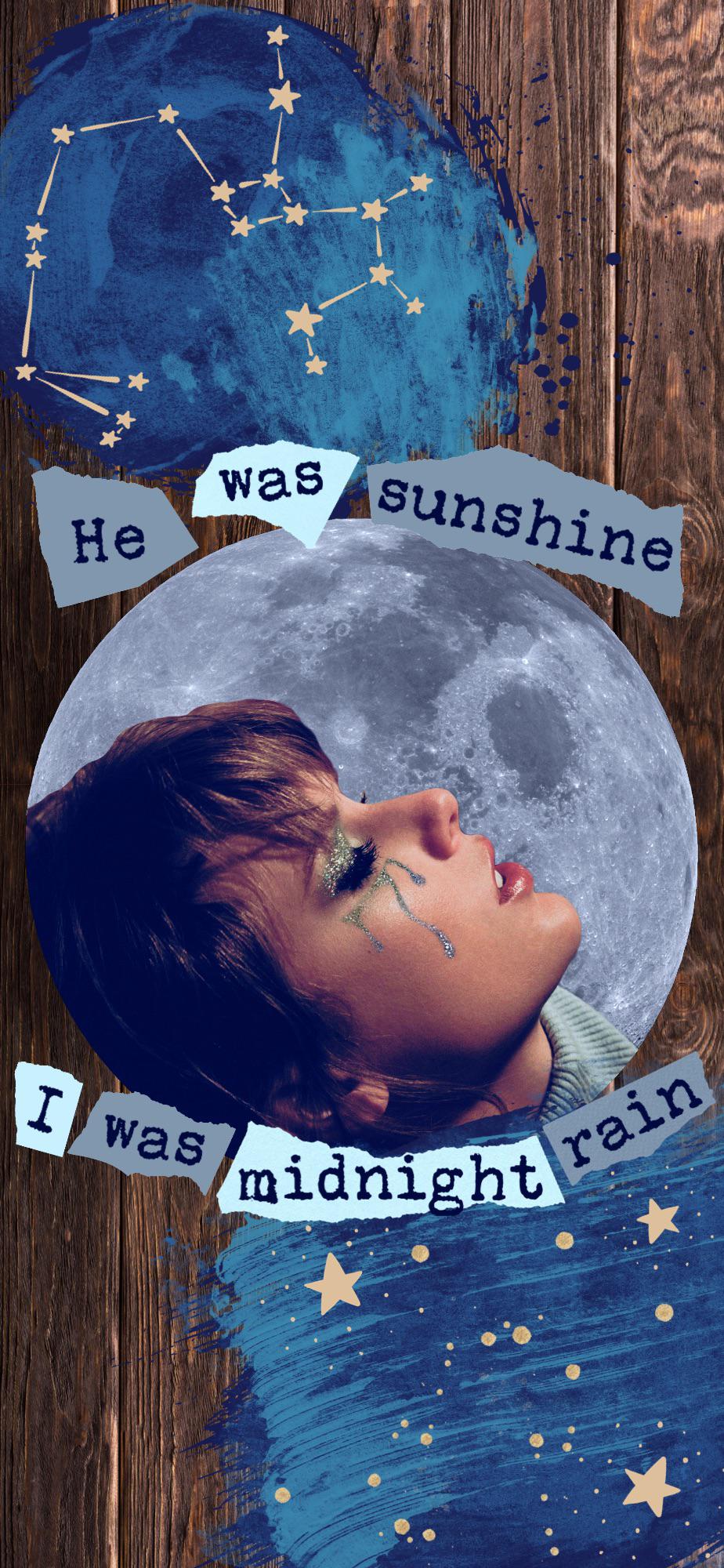 Phone wallpaper of a young man looking up at the moon with the words 
