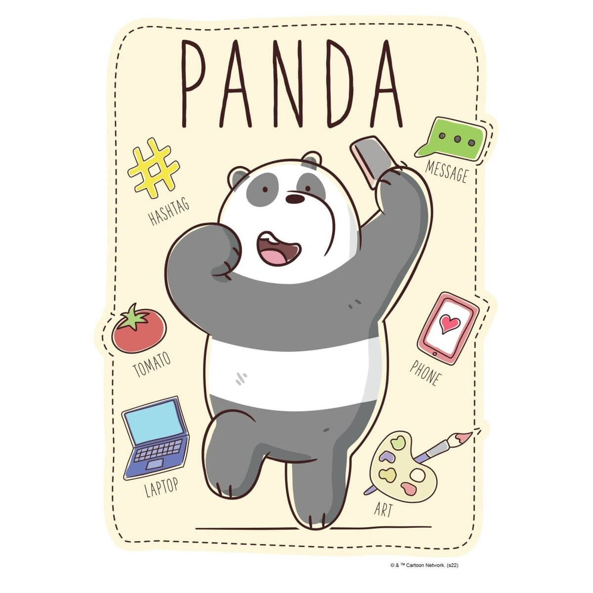 A panda bear with a phone in its hand - We Bare Bears
