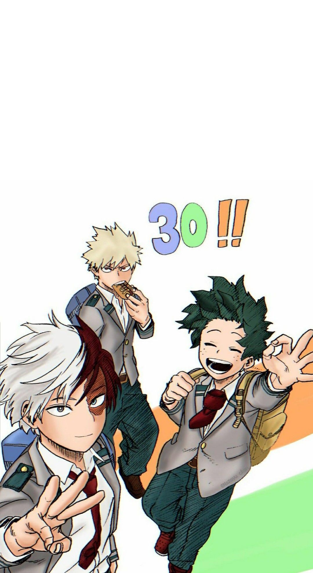 A group of three boys with backpacks - My Hero Academia