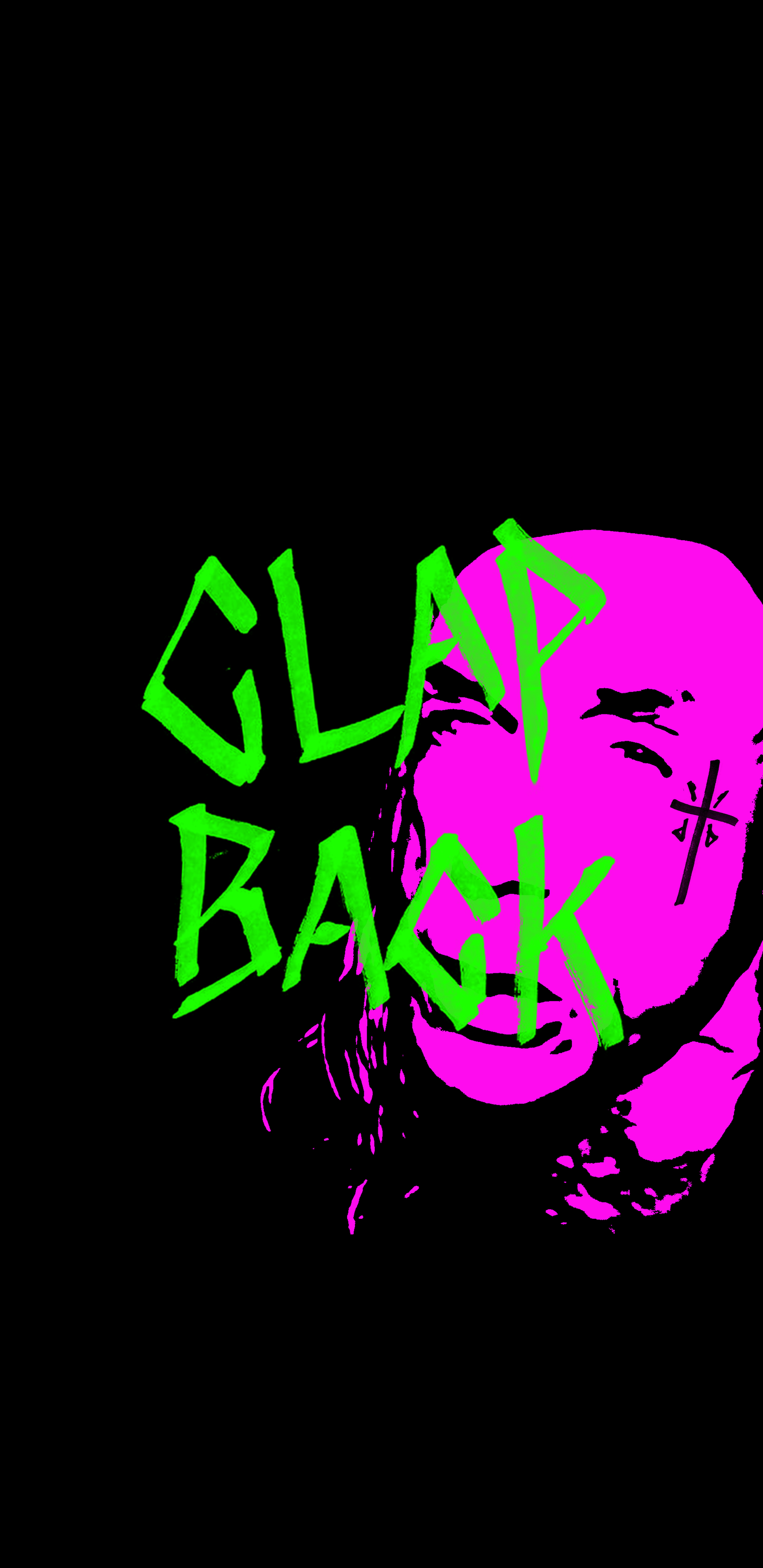 A green and pink image with the words glab back - Blood