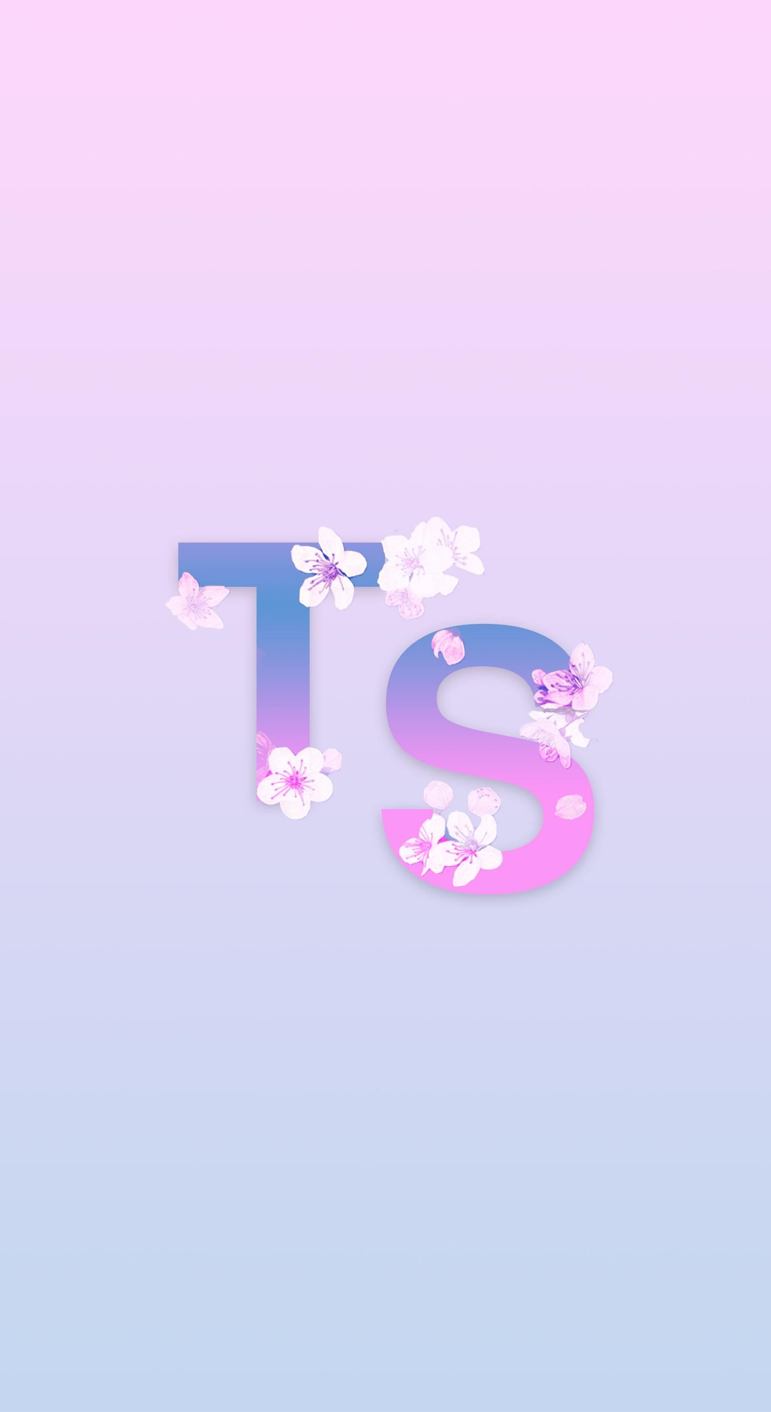 Iphone wallpaper of the letters T and S with flowers - Taylor Swift