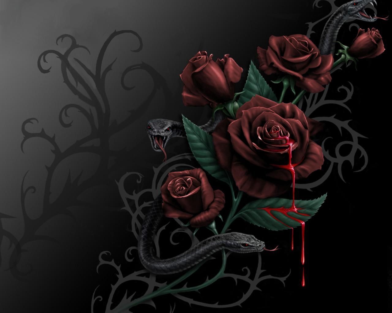 The Snake And The Rose wallpaper - Digital Art wallpapers - #35999 - Blood