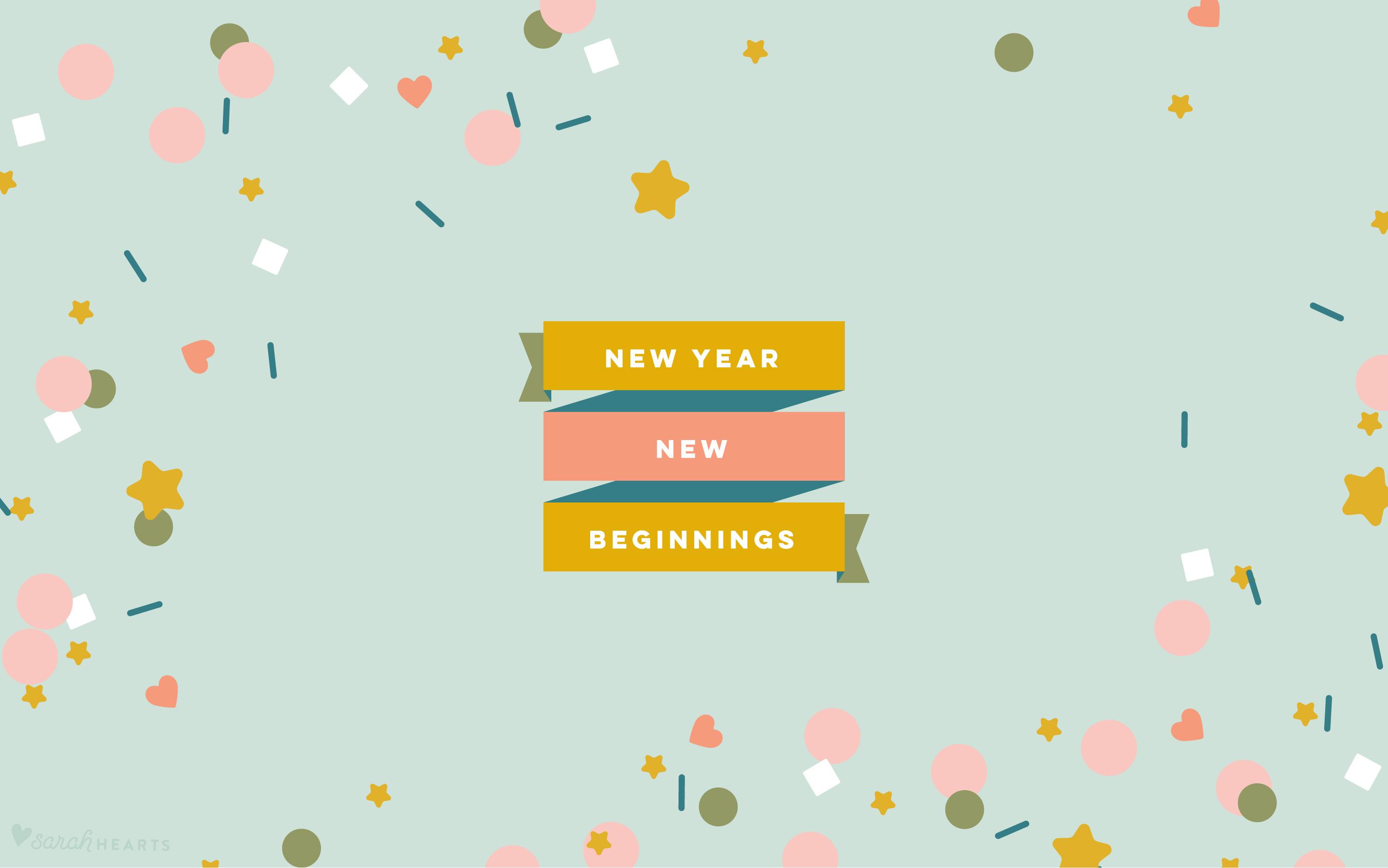 A new year's greeting with confetti and streamers - New Year, January