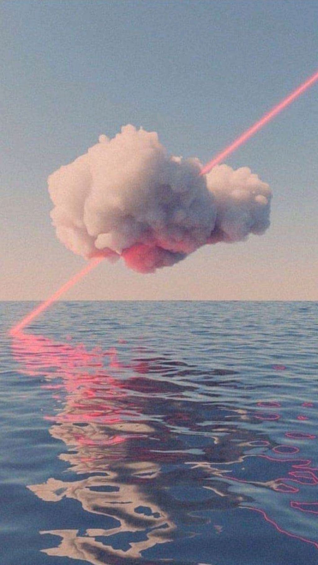 A cloud with red laser beam in the sky - Vaporwave, wave, calming