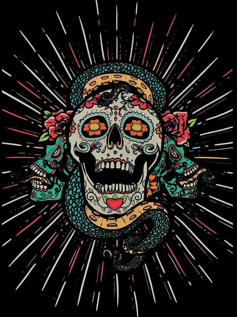 A day of the dead skull with roses - Mexico