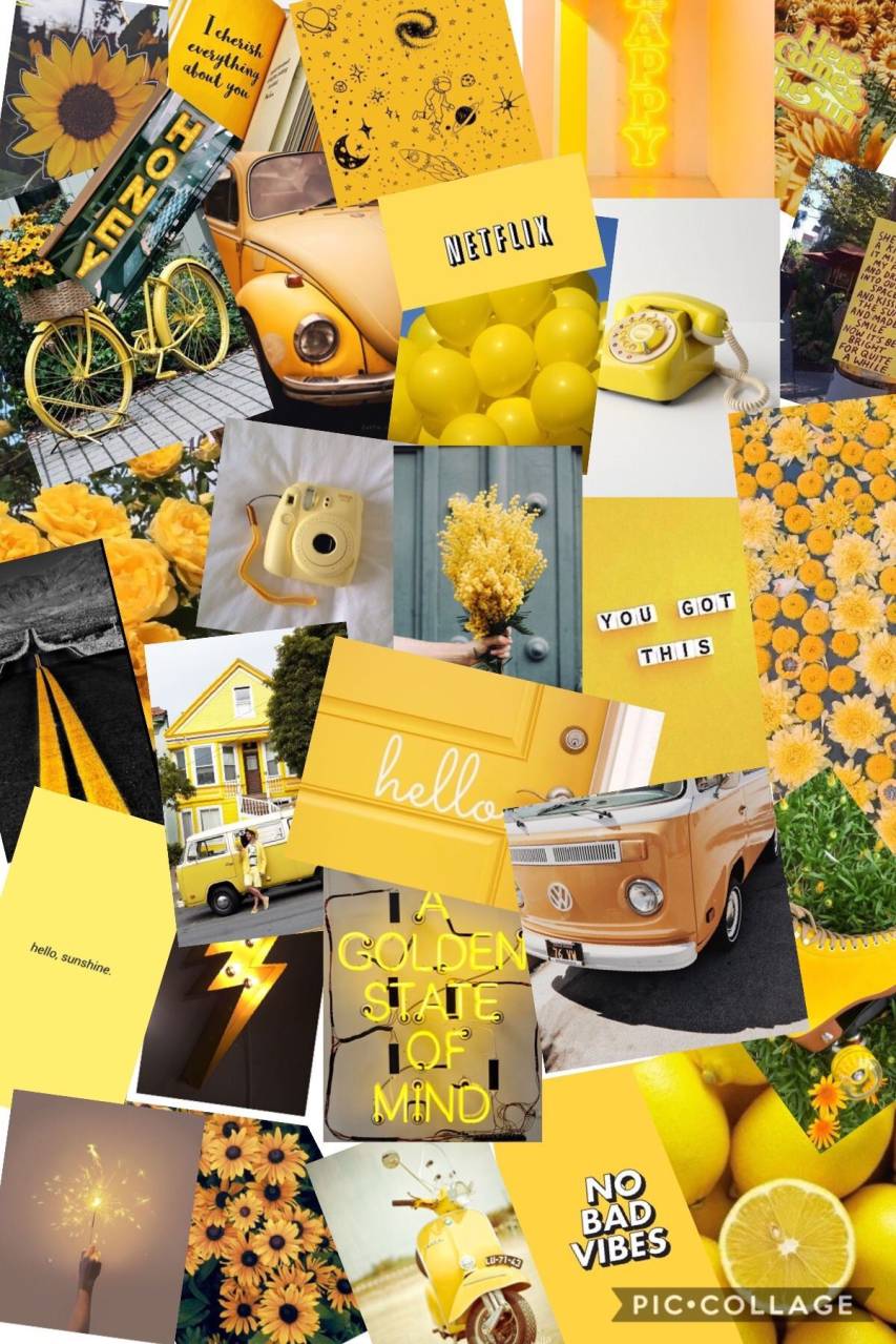 A collage of pictures with yellow backgrounds - Sunshine, yellow, Netflix, bright