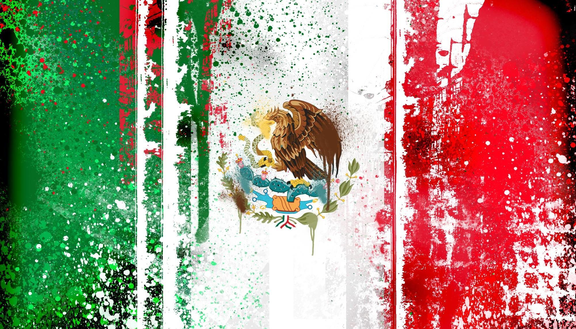 Mexican flag wallpaper with grunge effect and a lot of color - Mexico