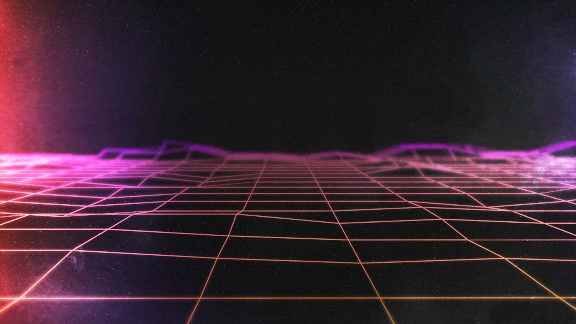 A neon grid with purple and red lights - 1920x1080, neon, arcade, synthwave