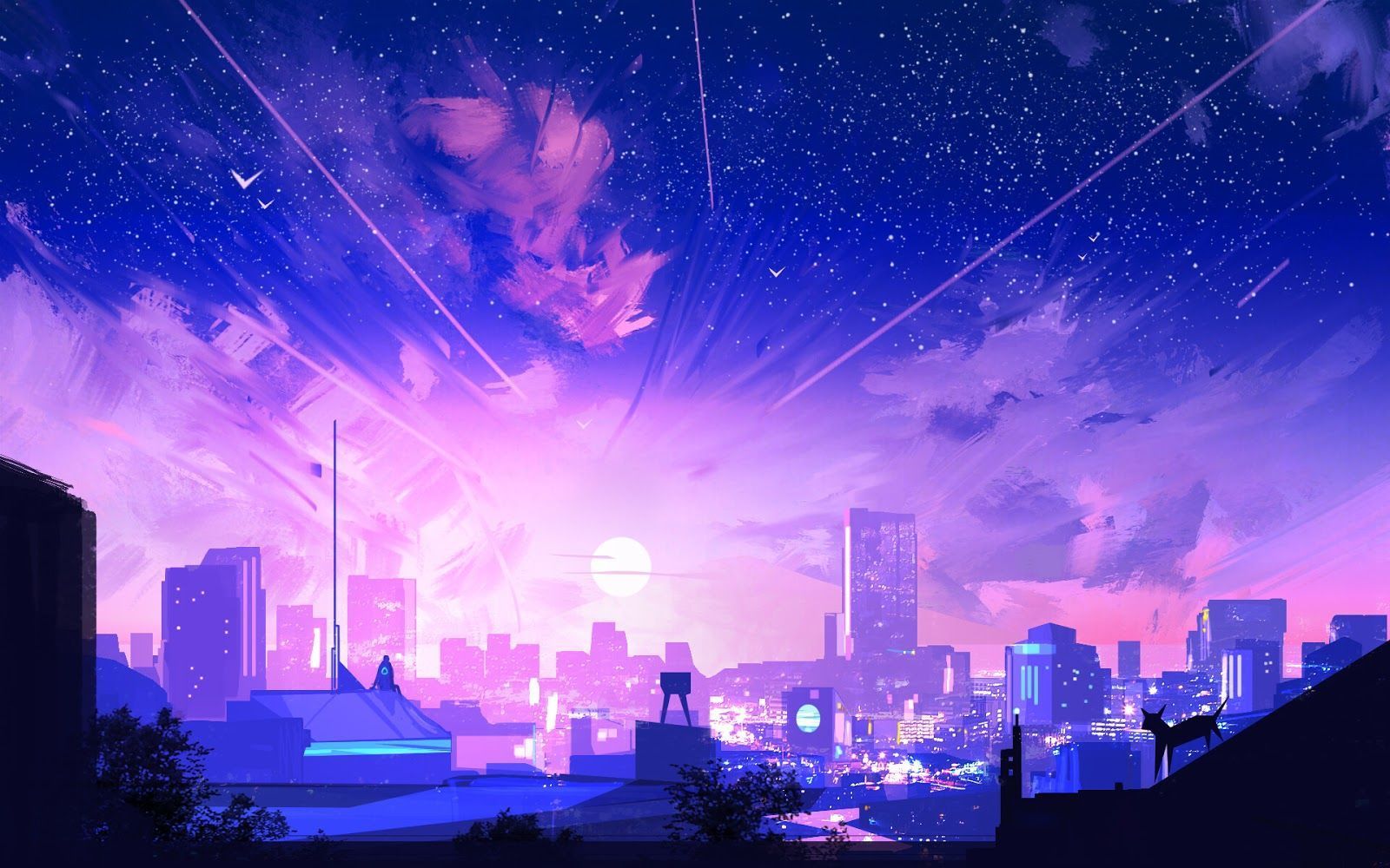 Anime city wallpaper 2019 for mobile phone - Night