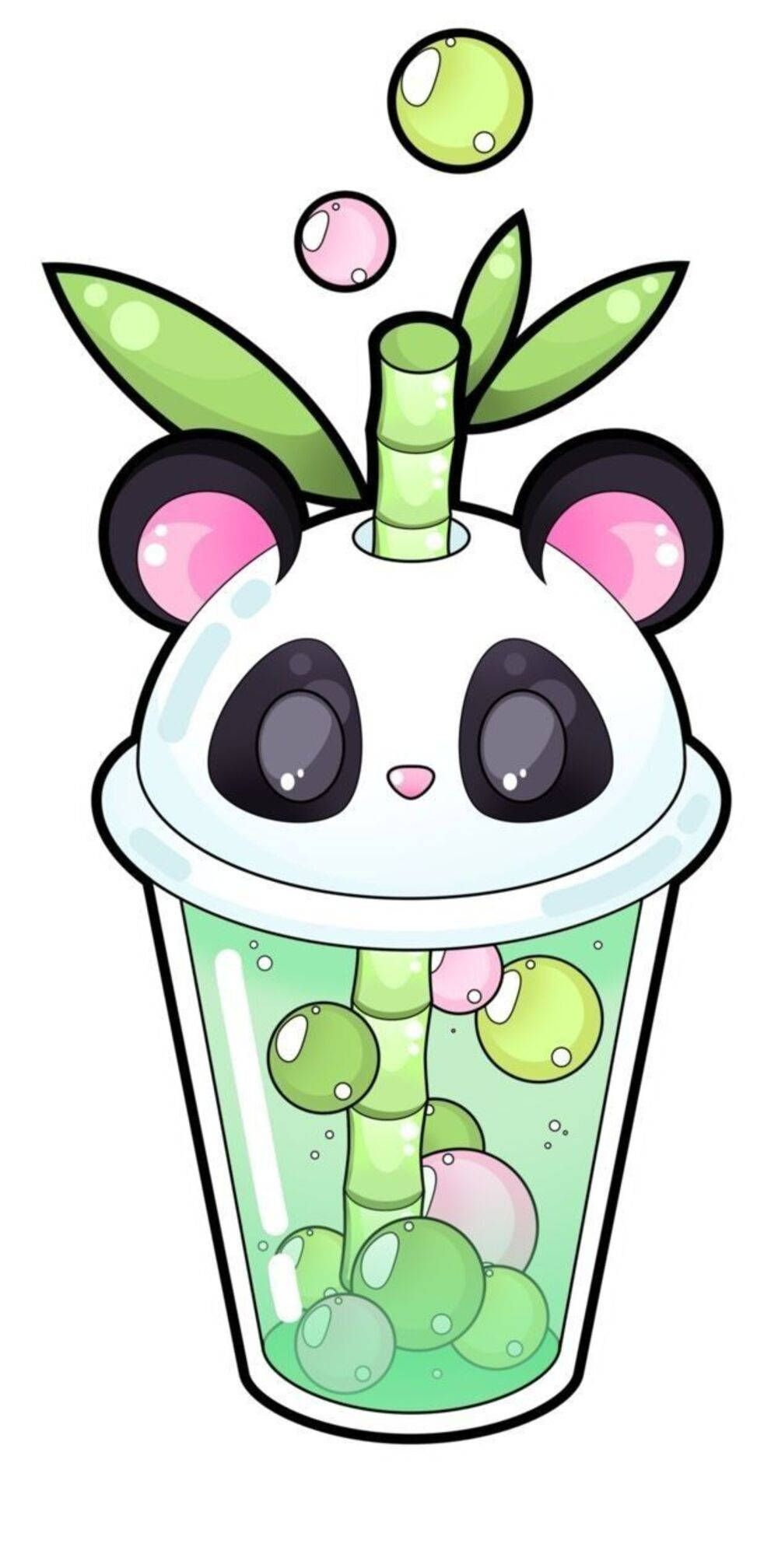 A panda in a cup of bubble tea - Boba
