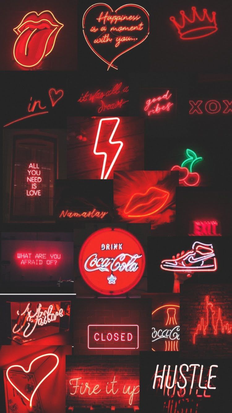 Red neon aesthetic wallpaper background for phone - Neon, neon red