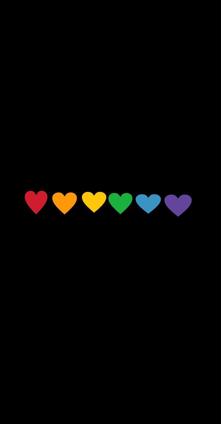 A rainbow of hearts on black background - Gay, LGBT