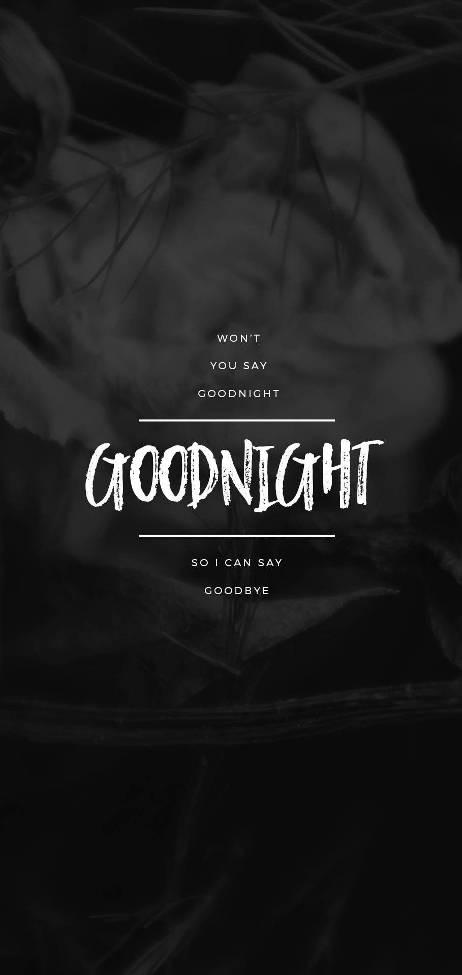 A dark and moody Goodnight wallpaper with a wish that your partner will say Goodnight instead of Goodbye. - Night
