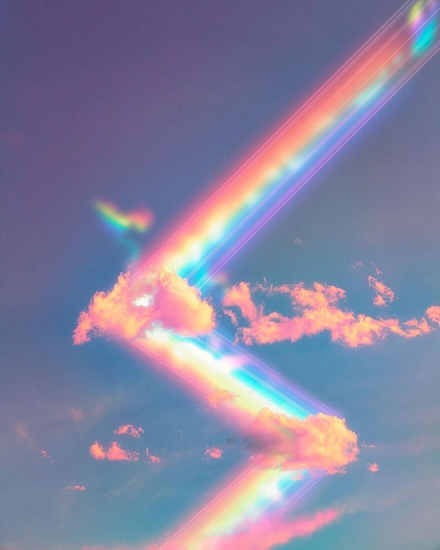 Download Zigzag Pastel Rainbow With Clouds Wallpaper