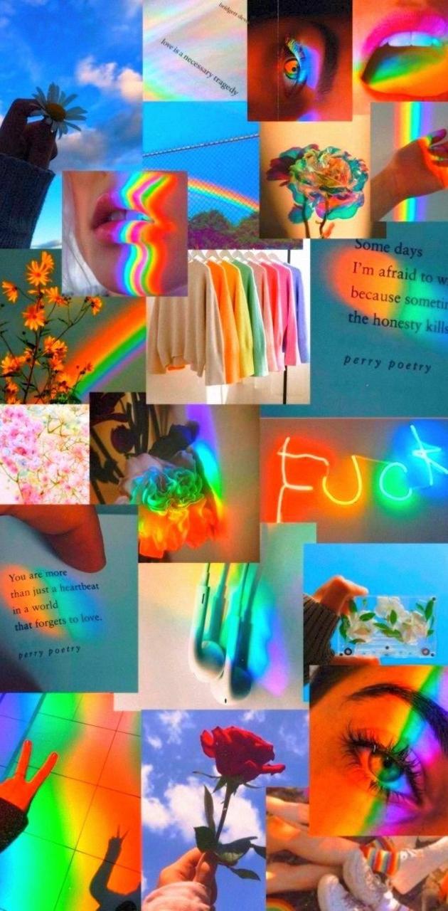 A collage of pictures with rainbow colors - Rainbows
