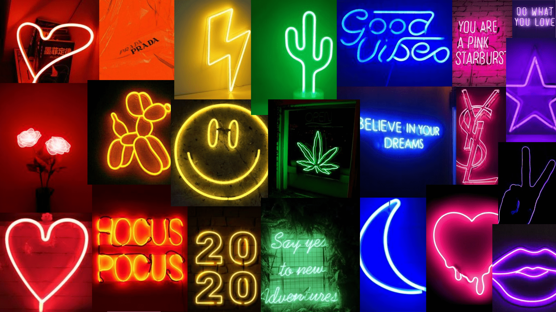 A collection of neon signs with different colors - Neon, rainbows