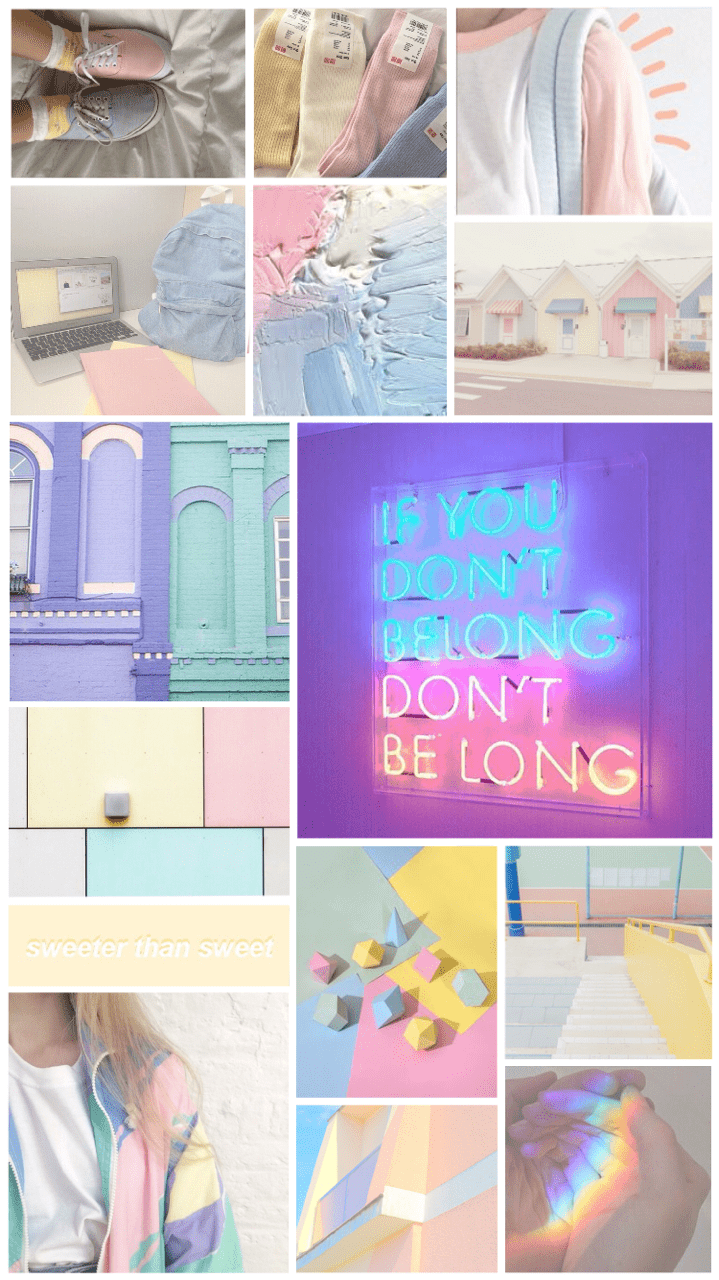 Aesthetic collage of images in pastel colors. - Rainbows, bright, pastel rainbow