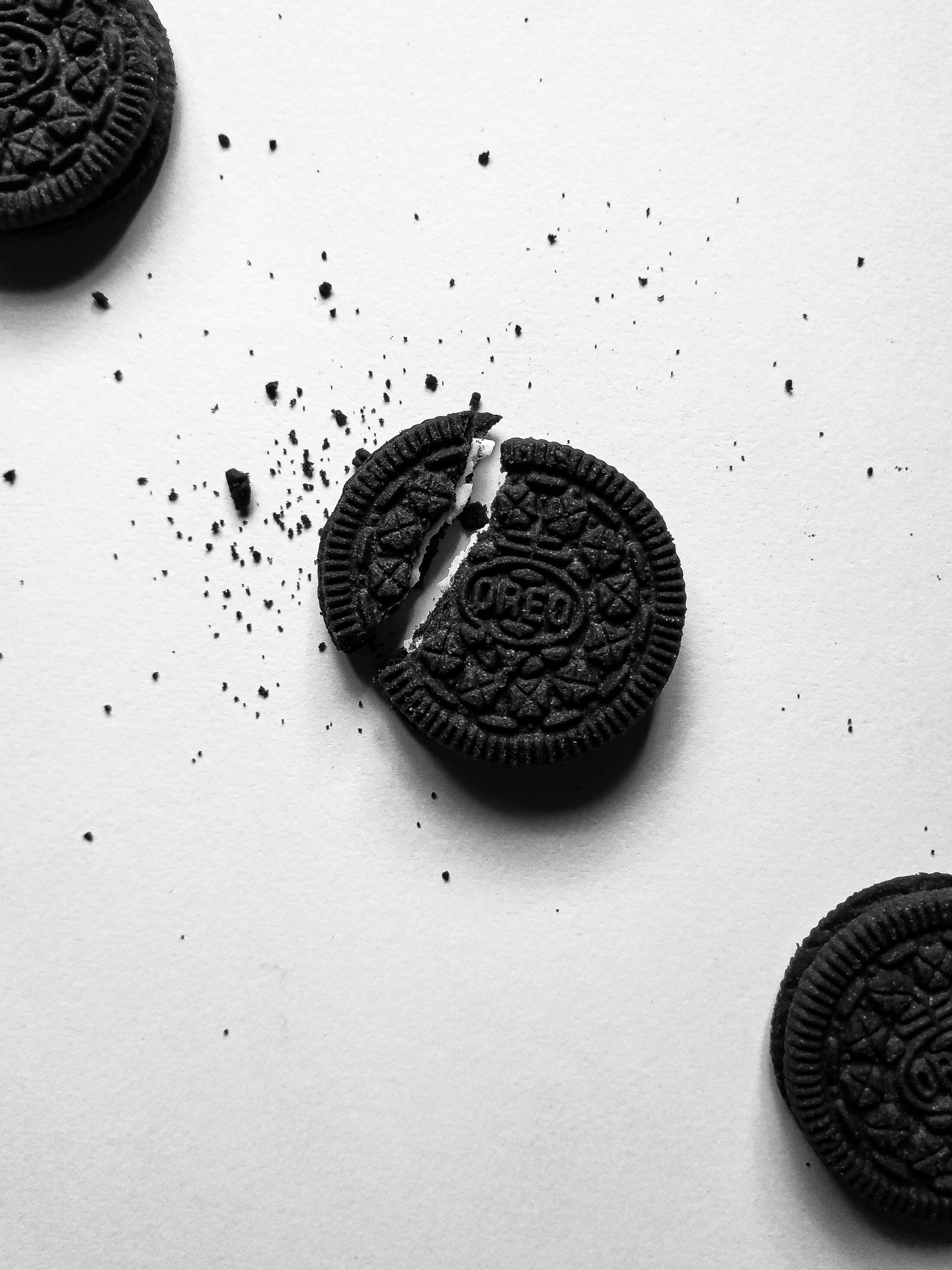 A black and white image of oreo cookies - Oreo