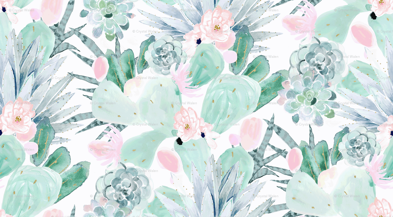 Watercolor Cactus Aesthetic Wallpaper
