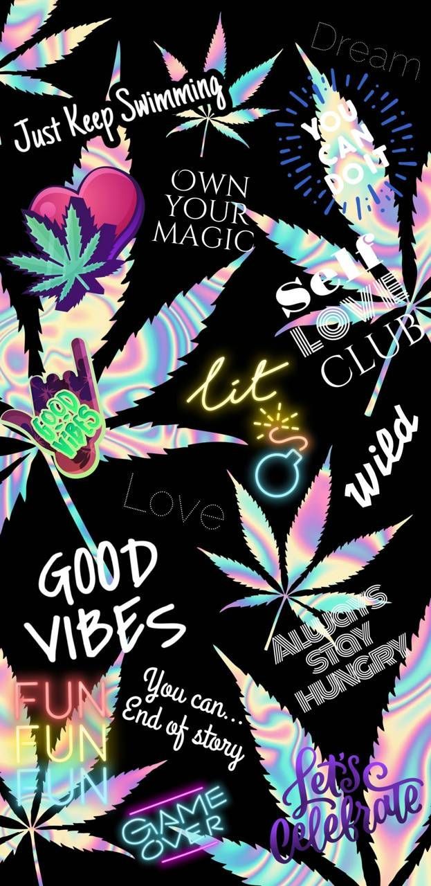 A collection of marijuana stickers - Weed