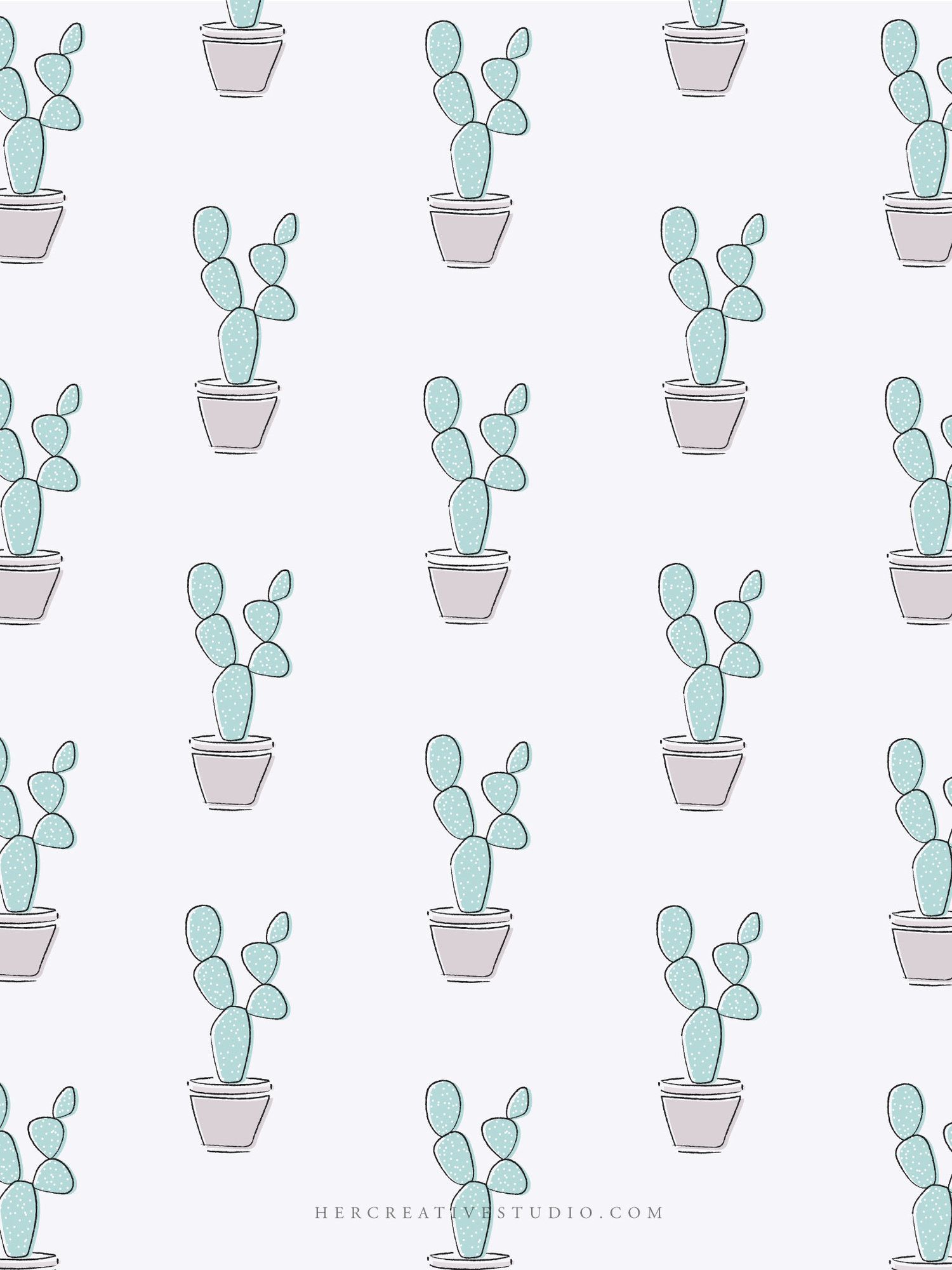 Cactus pattern on a white background - Cactus, April