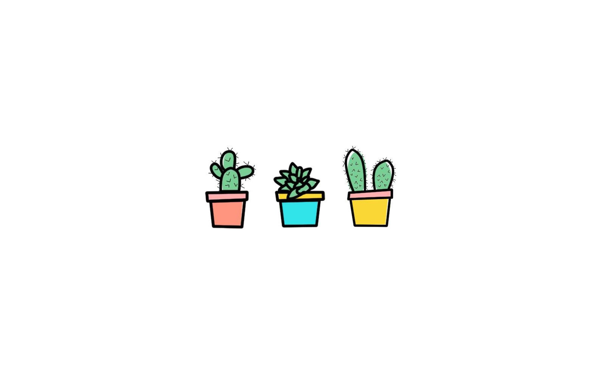 A simple yet cute wallpaper of three cacti - Cactus