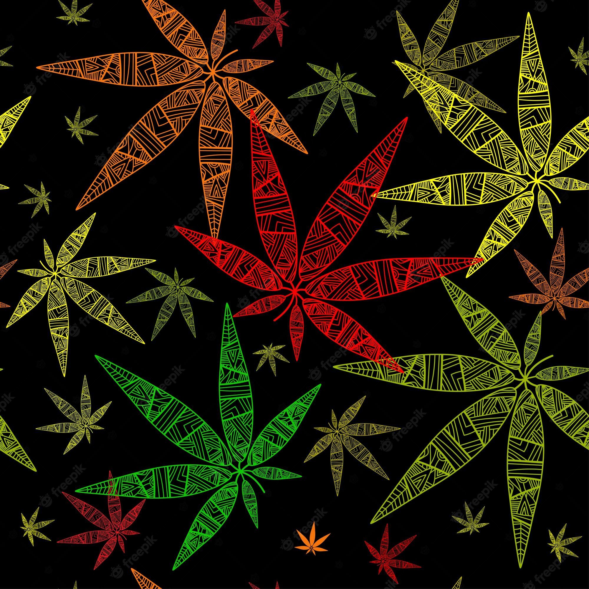 Seamless pattern with marijuana leaves - Weed