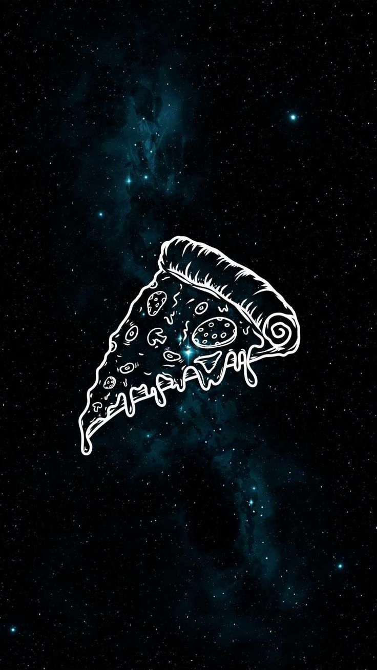A pizza slice on the dark background of space - Pizza
