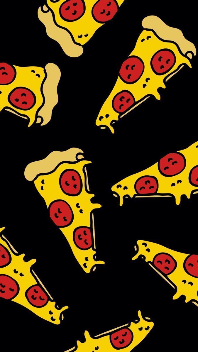 A pattern of slices and pizza on black - Pizza
