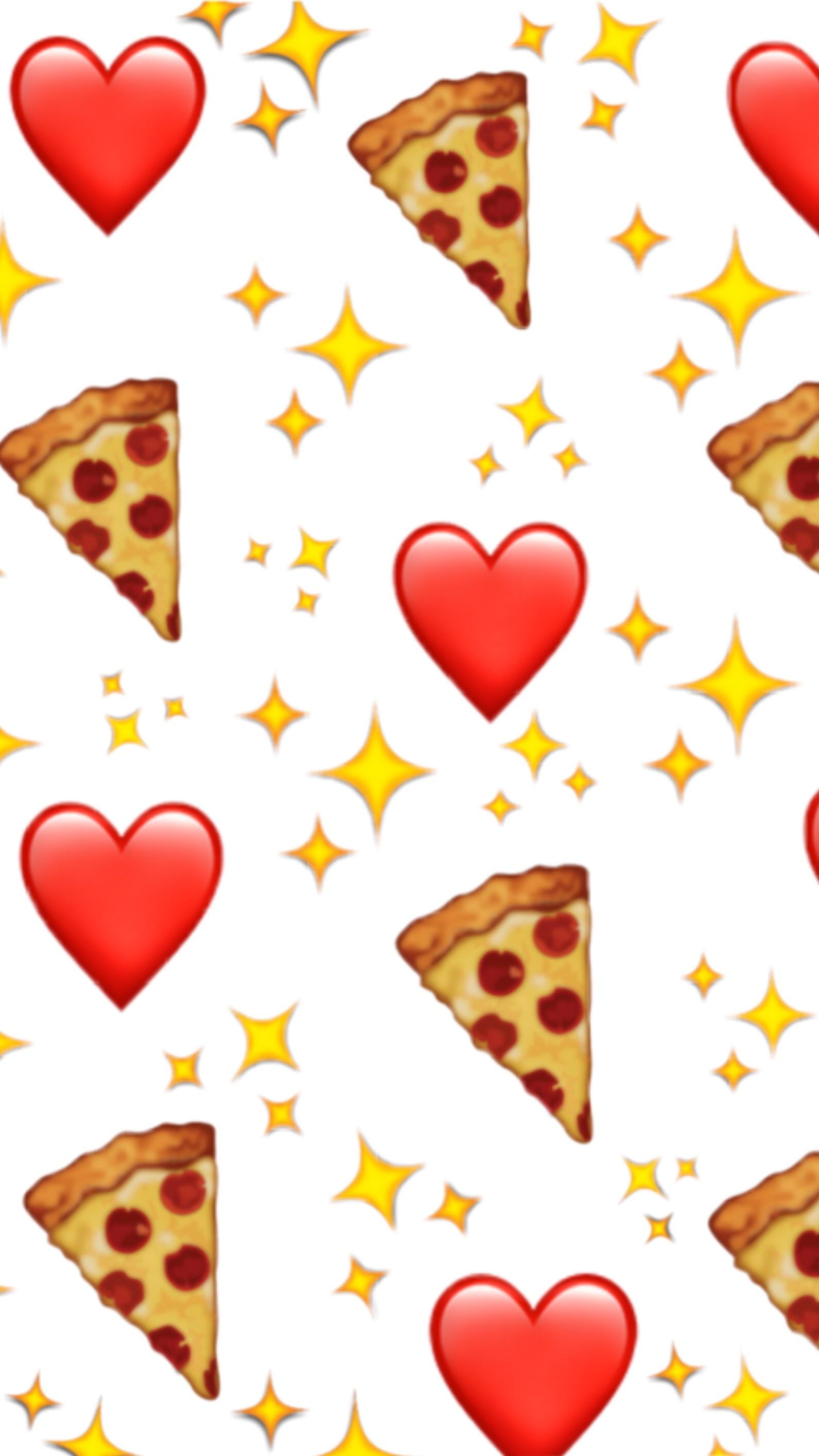 A pizza slice, heart and star emojis on a white background - Pizza