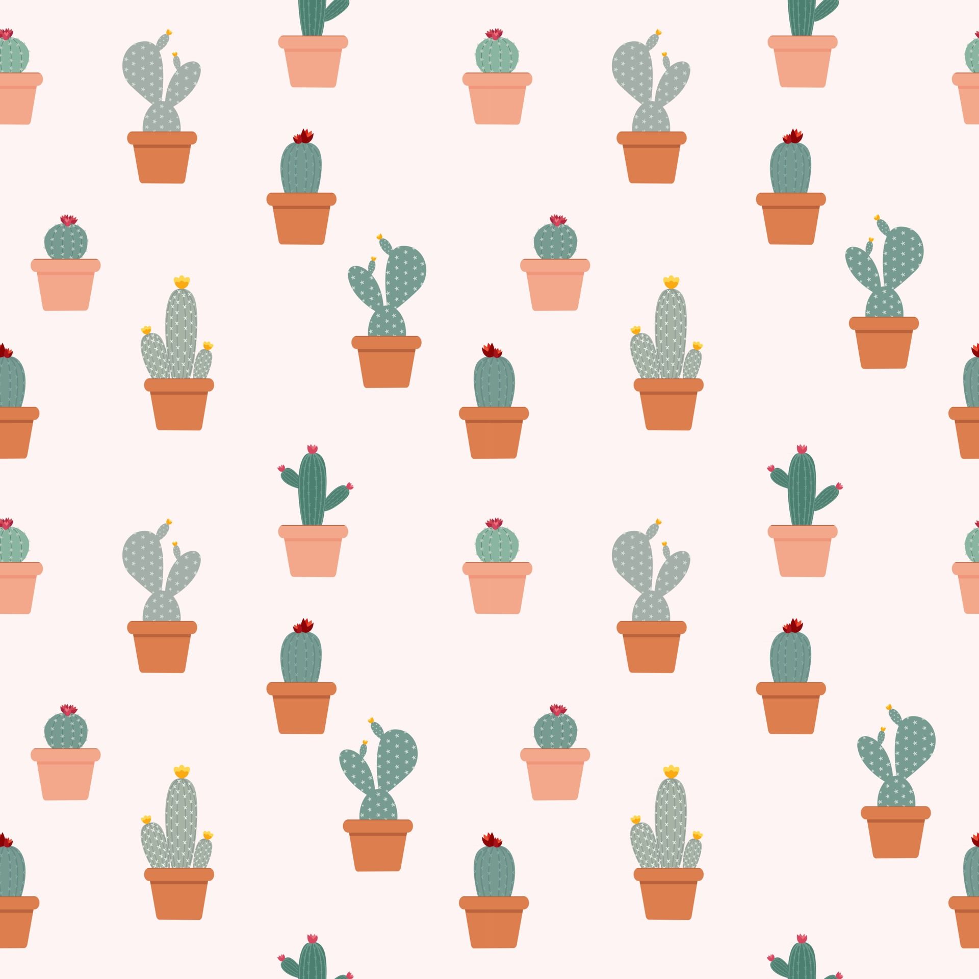 Cactus Natural Seamless Pattern Background Vector Illustration