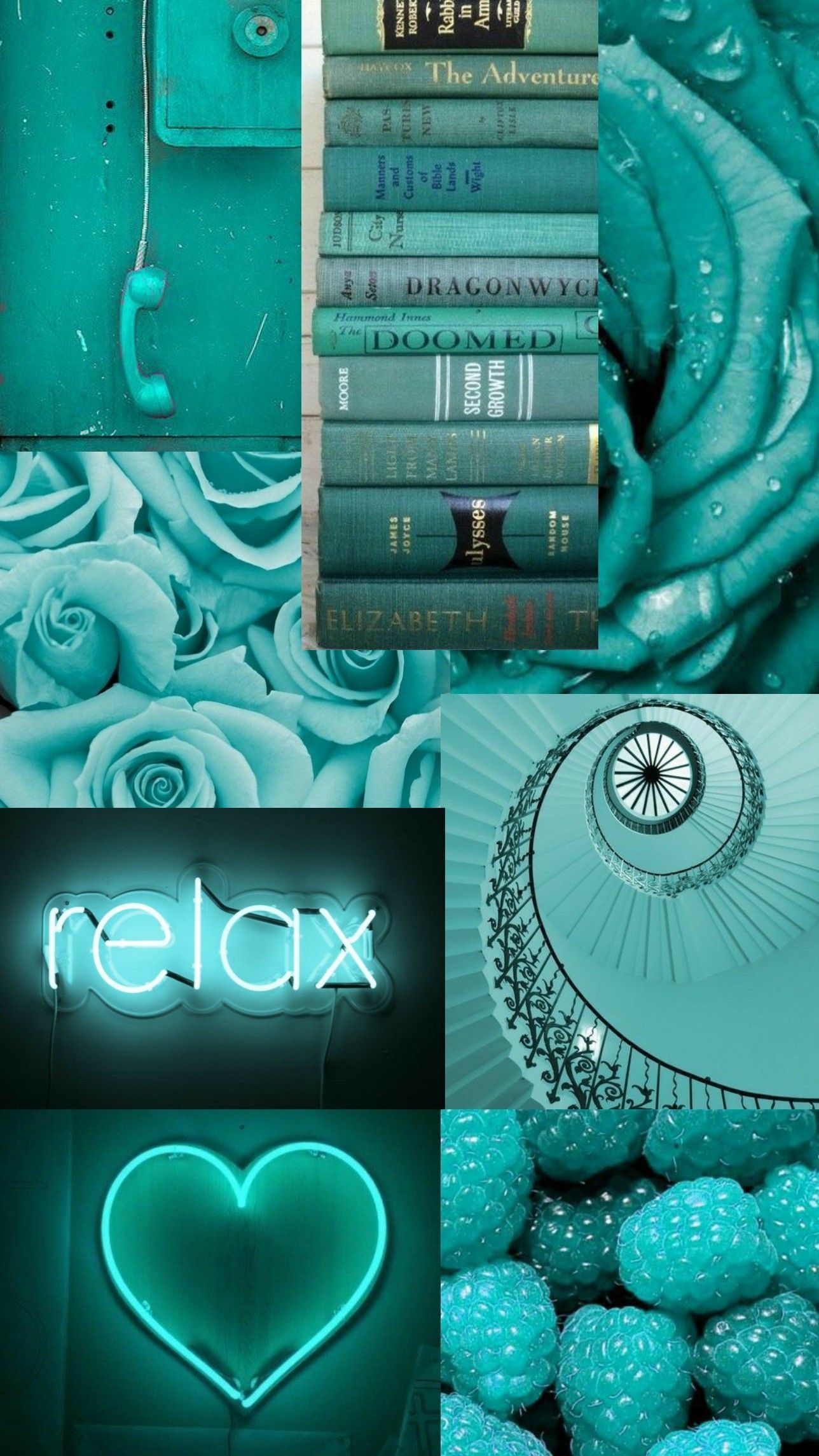 A collage of pictures with the word relax - Turquoise