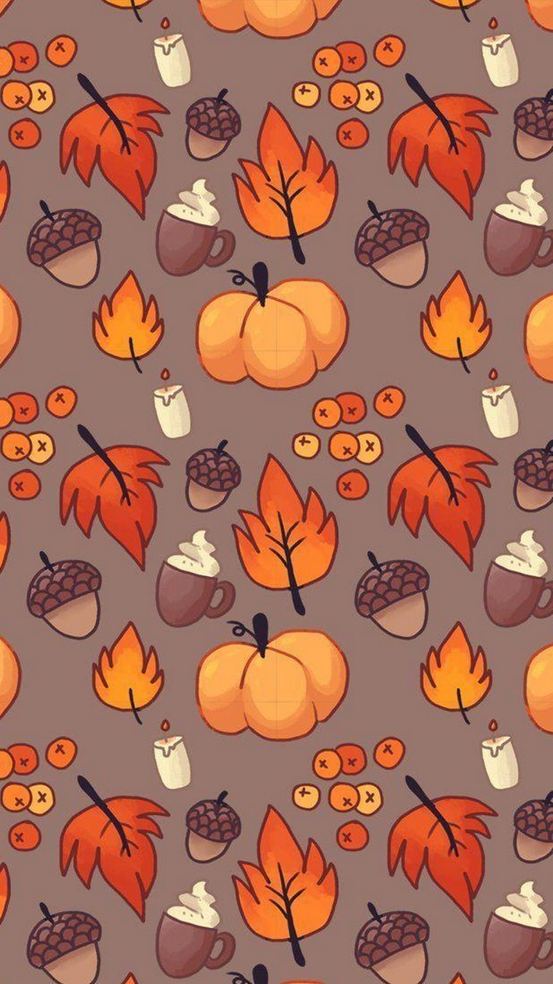 A pattern of pumpkins, leaves and acorns - Halloween, cute Halloween, spooky