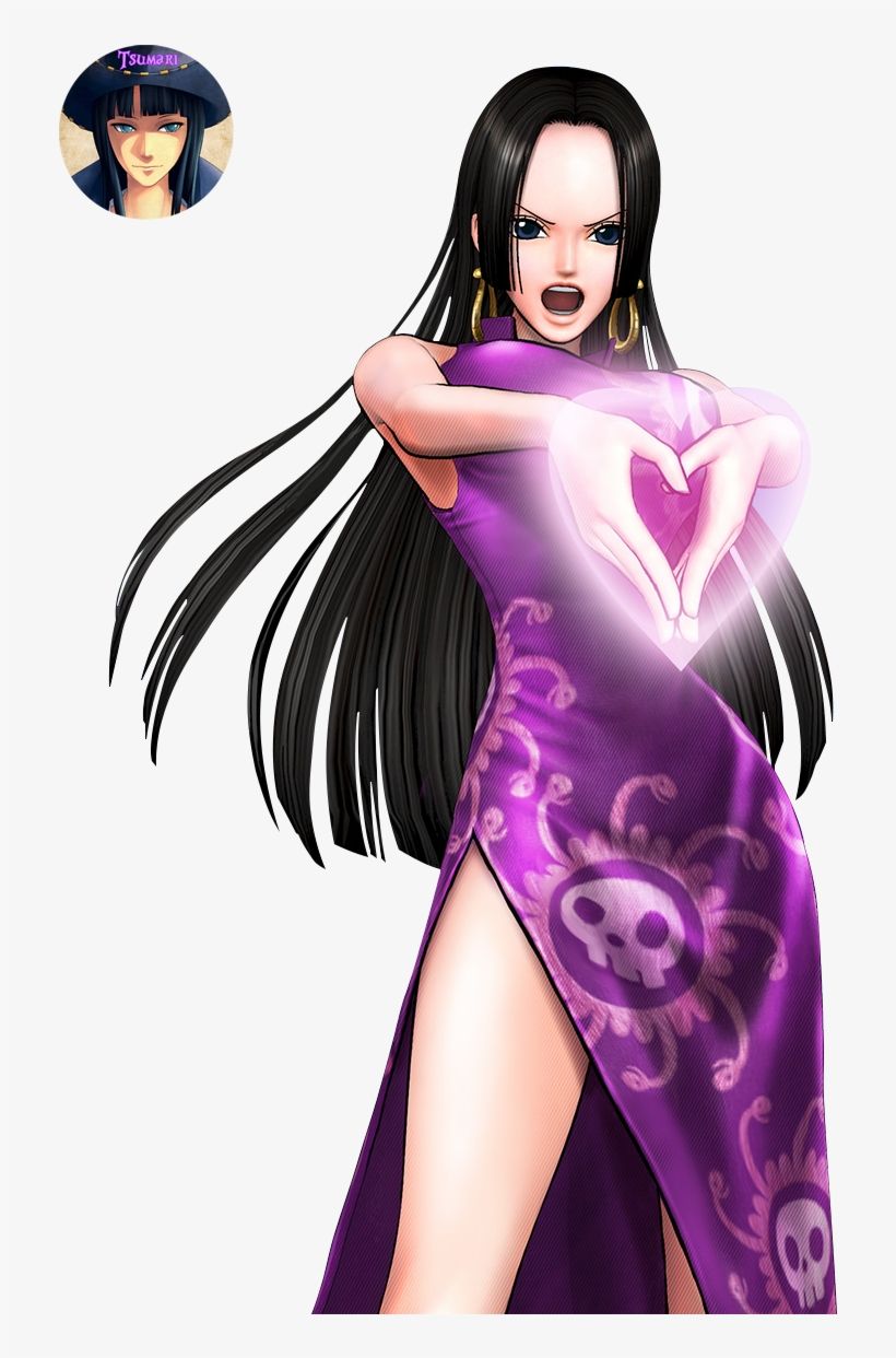Anime girl with purple dress and heart shaped hands - One Piece
