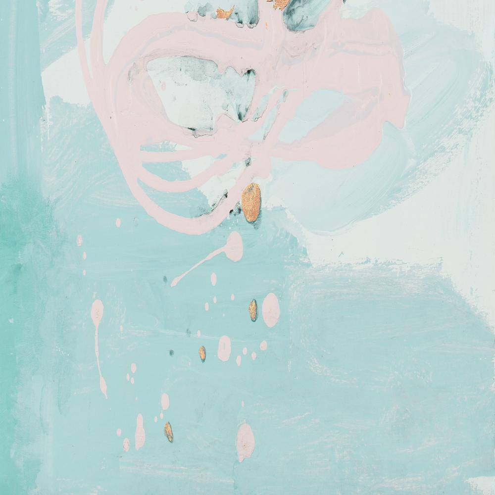 A painting of pink and blue on white - Turquoise