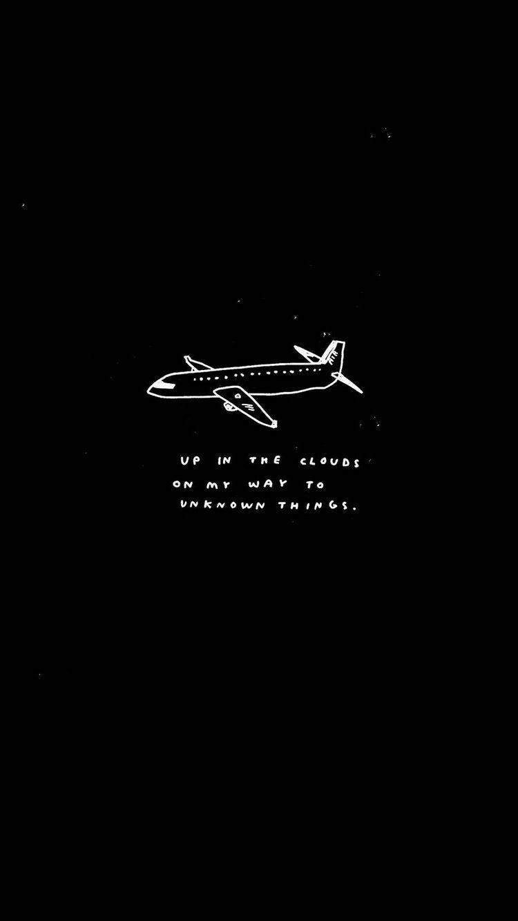 Download Black Aesthetic Phone Airplane And Text Wallpaper