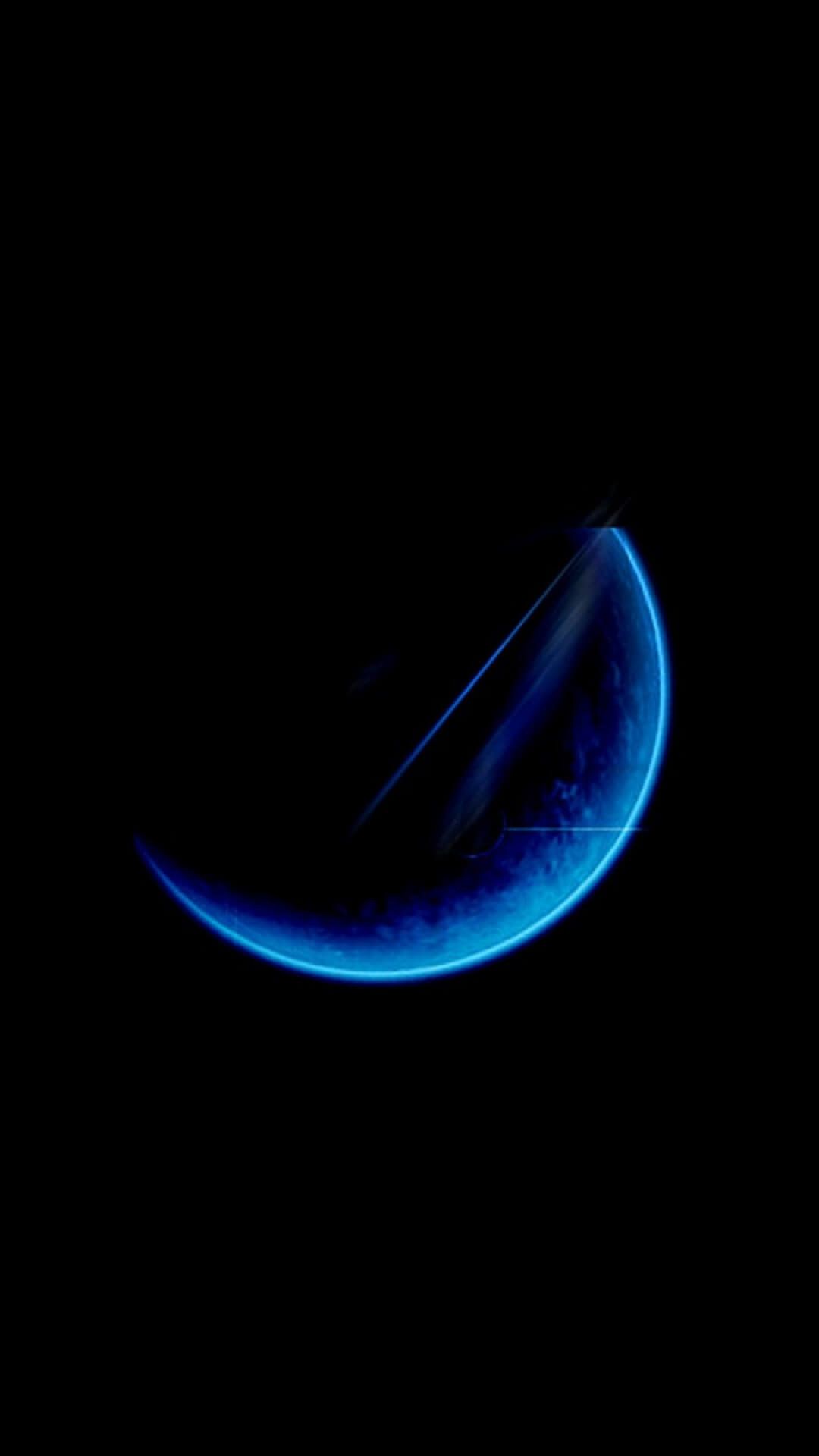 IPhone wallpaper with abstract blue shape on black background - Dark phone