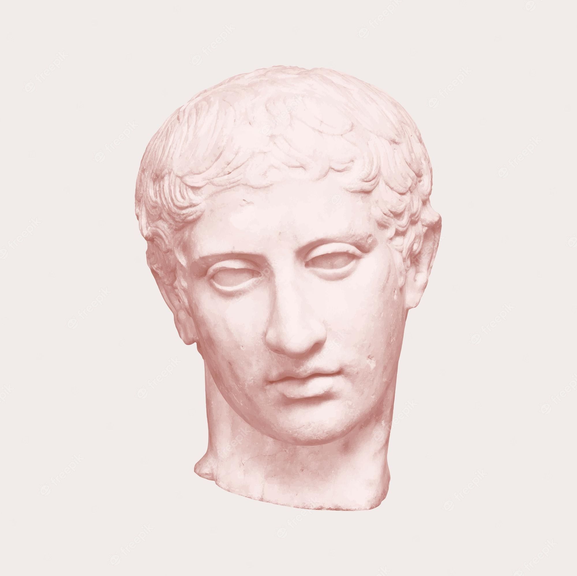 A 3D render of a statue of a man's face. - Greek statue