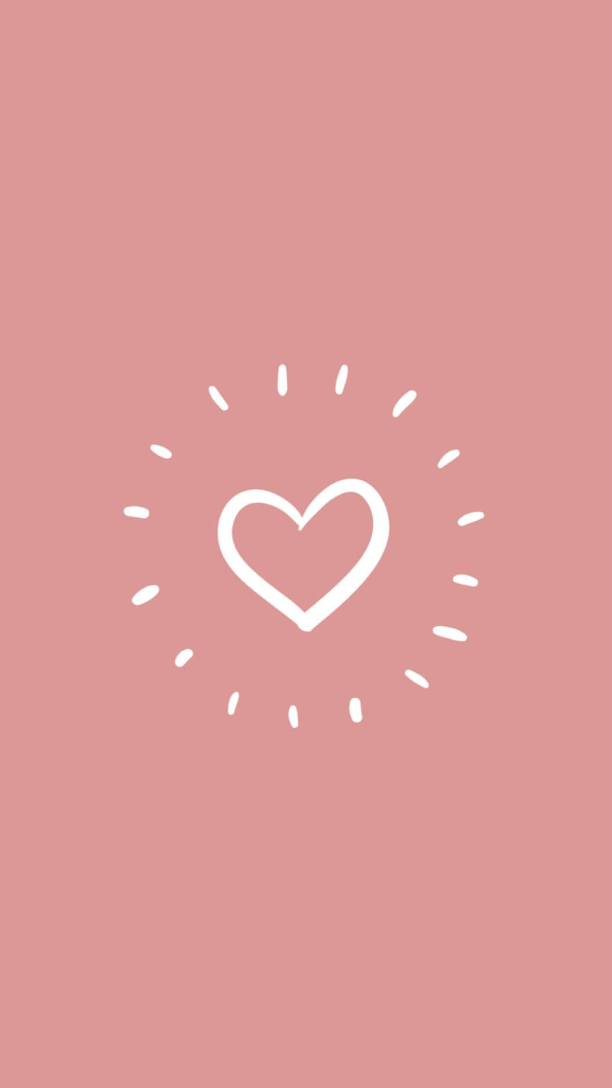 A pink background with a white heart in the middle - Heart